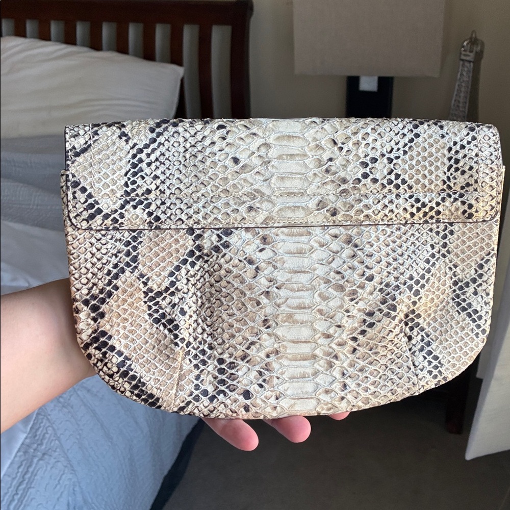 Banana Republic Snake Print Clutch with Gold Tone Frame - Picture 13 of 13